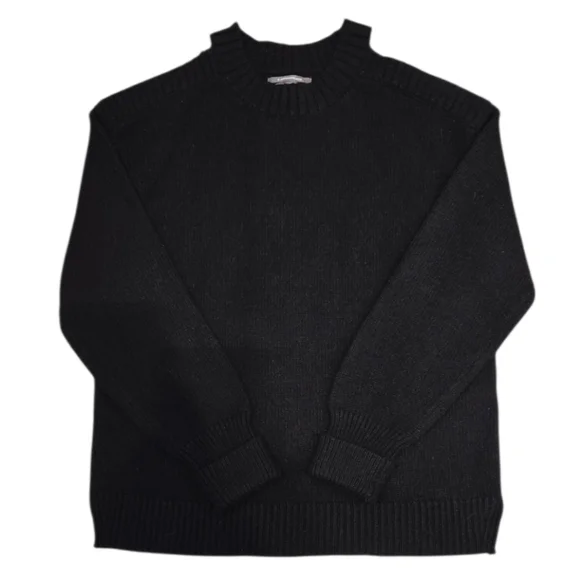 Anthropologie Knit Sweater Black Pullover Size Small Cutout Off The Shoulder - Picture 4 of 10